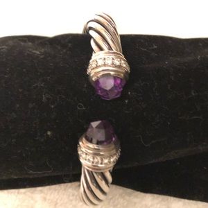 David Yurman Amethyst Diamond Sterling Cable Cuff